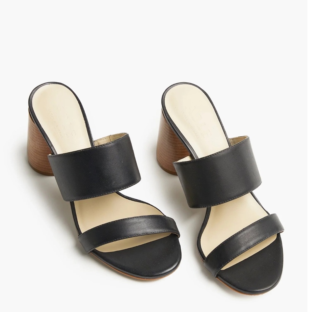 Able Black and Cream Heeled Sandals